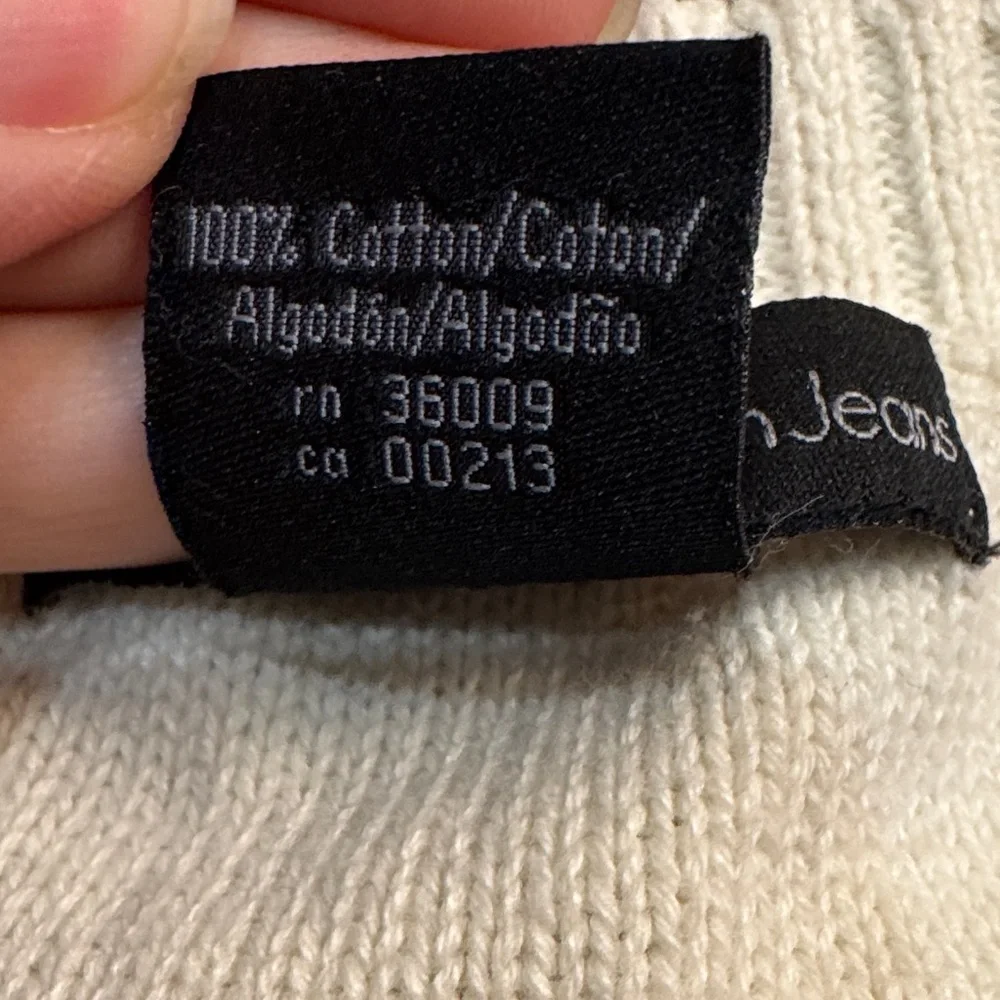 Calvin Klein Jeans Cream V-Neck Sweater - Picture 6 of 6